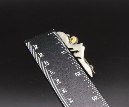 DESIGNER 925 Silver  Vintage Modernist Cubic Zirconia Brooch Pin  BP10071