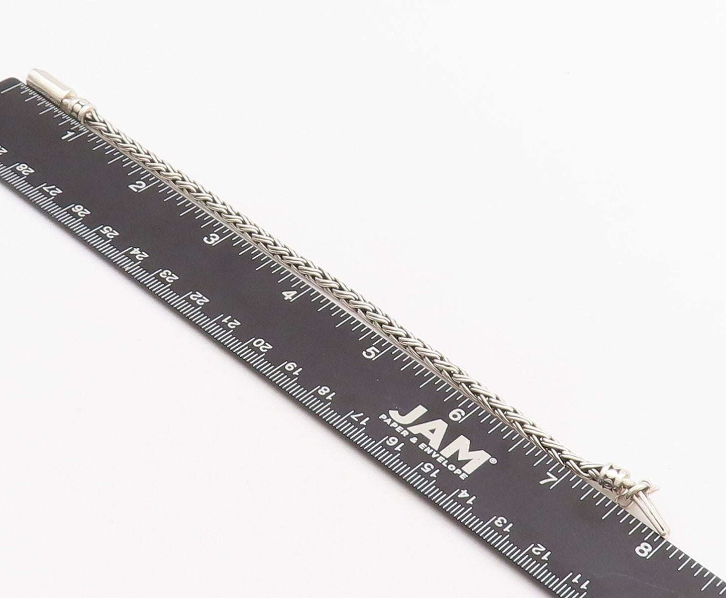 925 Sterling Silver Vintage Bracelet Solid Breaded Barrel Loack  BT10683
