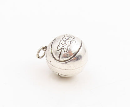 925 Sterling Silver Vintage Pendant Engraved Lacing Basketball Charm  PT25345