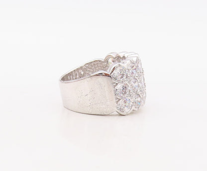 925 Sterling Silver Vintage Ring Designer Large CZ Inlay Band  Sz 7.5  RG30614