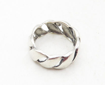925 Sterling Silver  Vintage Shiny Swirly Cutout Band Ring Sz 6.5  RG9428