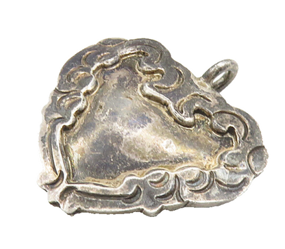 MEXICO 925 Silver  Vintage Dark Tone Love Heart Swirl Border Pendant  PT15455