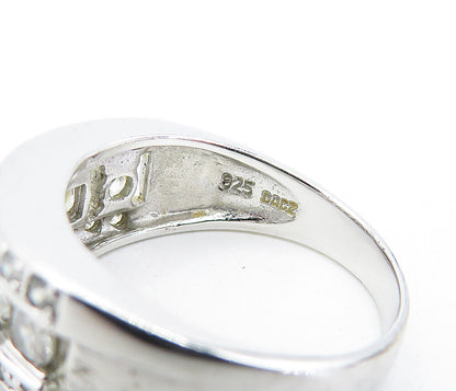 925 Sterling Silver Multi Shape Cubic Zirconia Shiny Band Ring Sz 8 RG5073