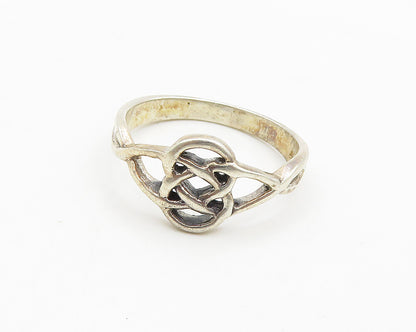 925 Sterling Silver  Vintage Shiny Open Knot Design Band Ring Sz 9  RG19346
