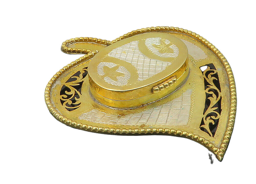 925 Sterling Silver  Vintage Two Tone Floral Swirl Pill Box (OPENS)  TR1775
