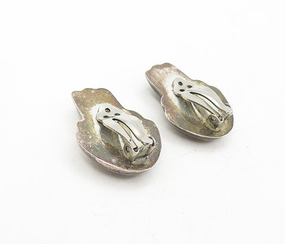 MEXICO 925 Sterling Silver  Vintage Fluted Design Non Pierce Earrings  EG3836