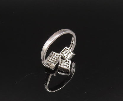 925 Silver  Vintage Beautiful Multi Stone White Topaz Ring Sz 7  RG25793