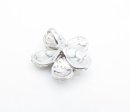 925 Sterling Silver  Sparkling Cubic Zirconia Shiny Flower Pendant  PT3050