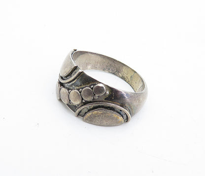 925 Sterling Silver  Vintage Dark Tone Circle Patterned Band Ring Sz 6  RG5138