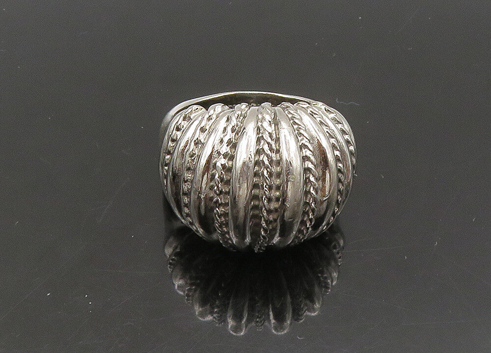 925 Sterling Silver  Vintage Shiny Fluted Twist Dome Band Ring Sz 9  RG22780