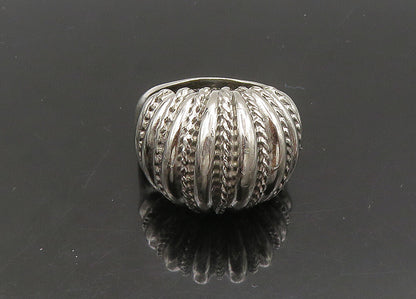 925 Sterling Silver  Vintage Shiny Fluted Twist Dome Band Ring Sz 9  RG22780