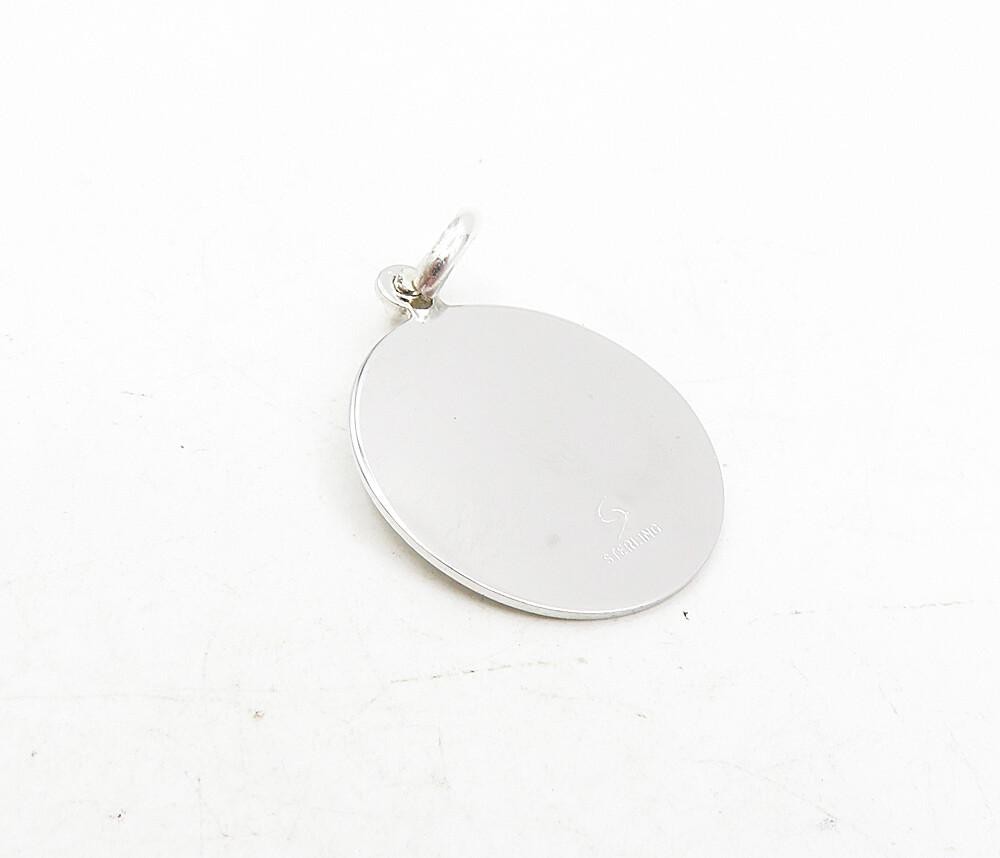 925 Sterling Silver  Shiny Graduation Day Etched Round Drop Pendant  PT6766