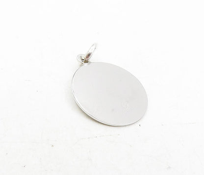 925 Sterling Silver  Shiny Graduation Day Etched Round Drop Pendant  PT6766