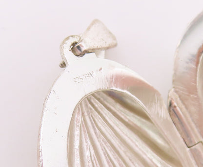 925 Sterling Silver Vintage Pendant Textured Clamshell Locket OPENS  PT26446