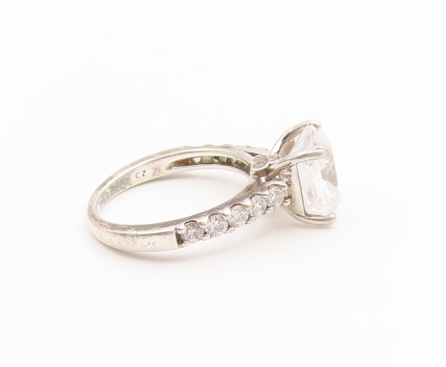 925 Sterling Silver Vintage Ring Elegant CZ Pave Statement Band  Sz 6  RG36933