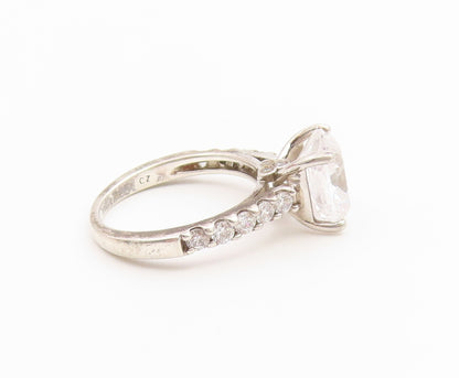 925 Sterling Silver Vintage Ring Elegant CZ Pave Statement Band  Sz 6  RG36933