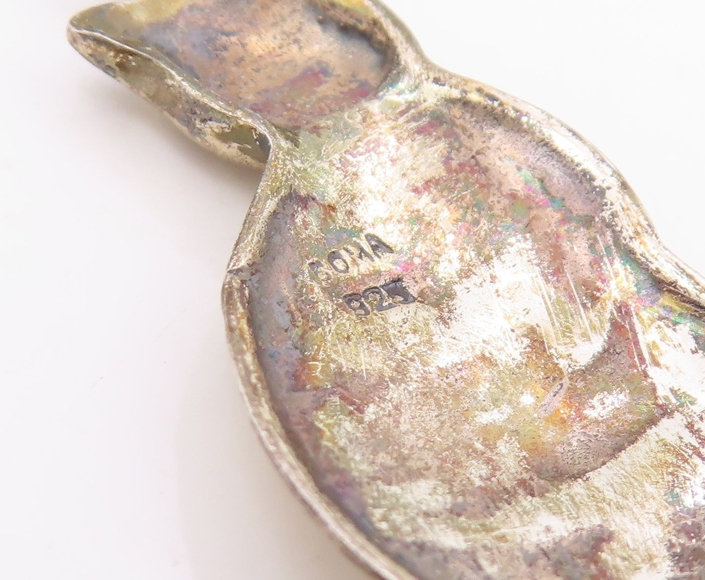 925 Sterling Silver Vintage Earrings BOMA Modernist Kitten Charm Dangle  EG14267