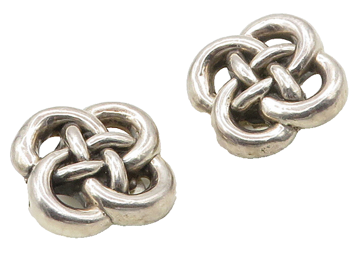 925 Sterling Silver  Vintage Smooth Celtic Knot Non Pierce Earrings  EG8263