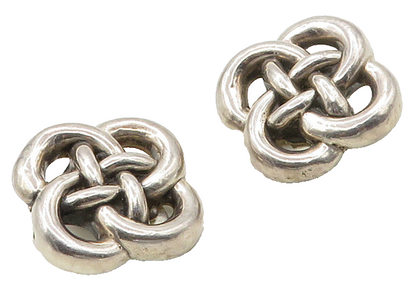925 Sterling Silver  Vintage Smooth Celtic Knot Non Pierce Earrings  EG8263