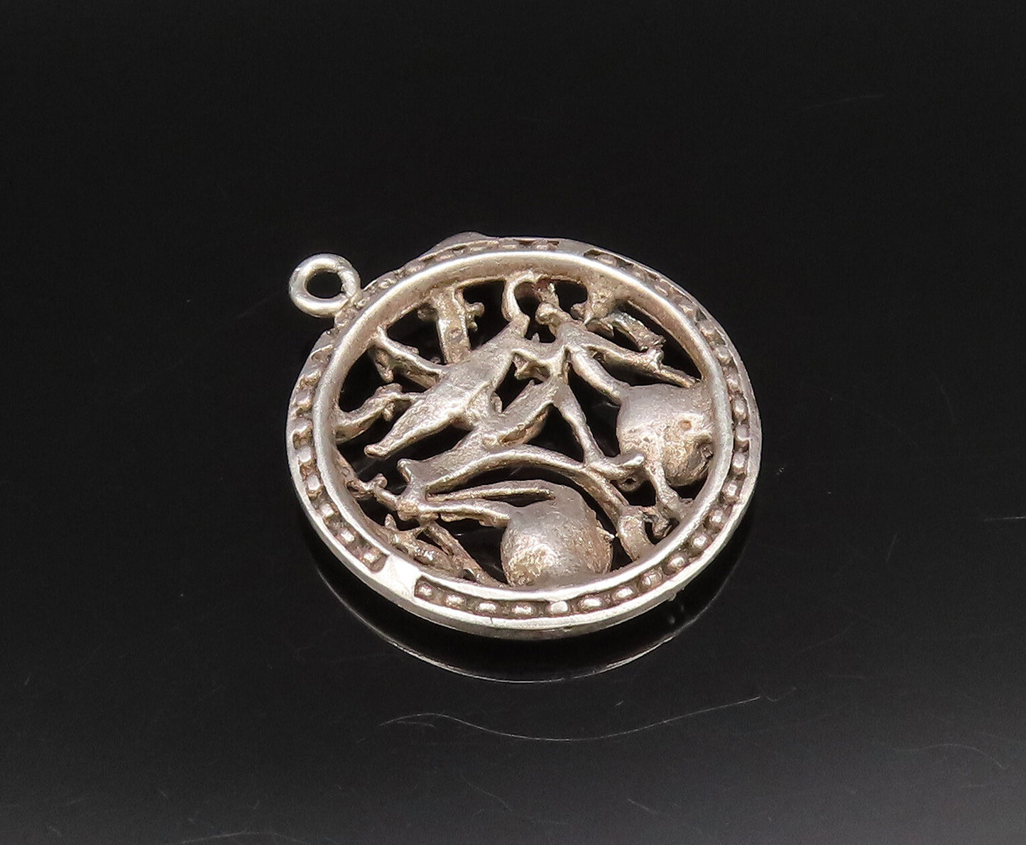 925 Silver  Vintage Openwork 3D Libra Scale & Stars Zodiac Pendant  PT21745