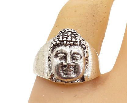 925 Sterling Silver  Shiny Chiseled Face Design Band Ring Sz 7.5  RG8169