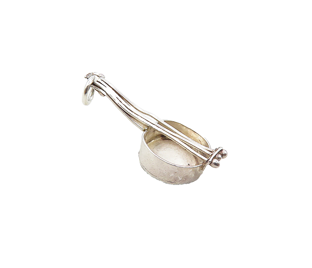 925 Sterling Silver  Vintage Petite Banjo Musical Instrument Pendant  PT6877