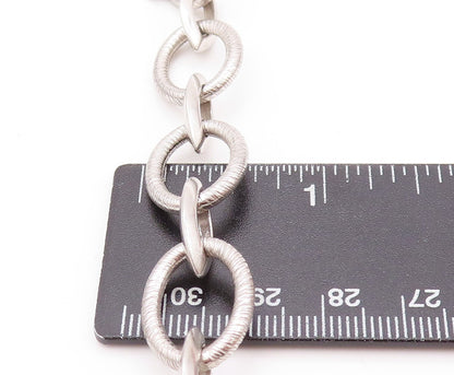 925 Sterling Silver Vintage Bracelet Eye Shape cutout & Linked Rings  BT11134