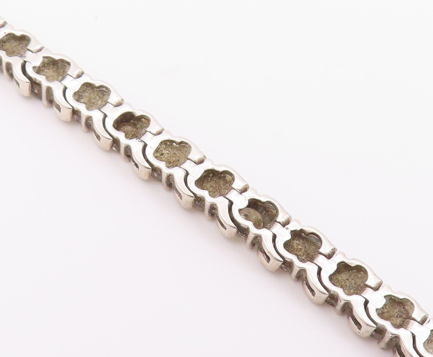 925 Sterling Silver  Shiny Round Cut Cubic Zirconia Chain Bracelet  BT7040