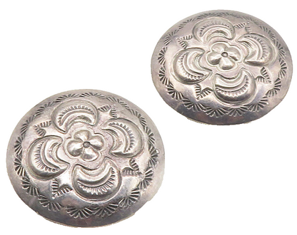 NAVAJO 925 Sterling Silver  Vintage Floral Design Non Pierce Earrings  EG5057