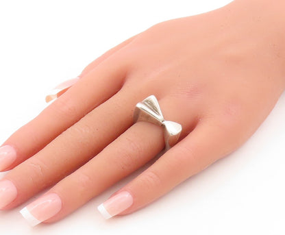 925 Sterling Silver Vintage Ring MEXICO Designer Cutout Bow Shape  Sz 7  RG31003