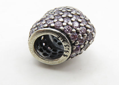PANDORA 925 Sterling Silver  Vintage Pink Topaz Heart Slide Pendant  PT17283