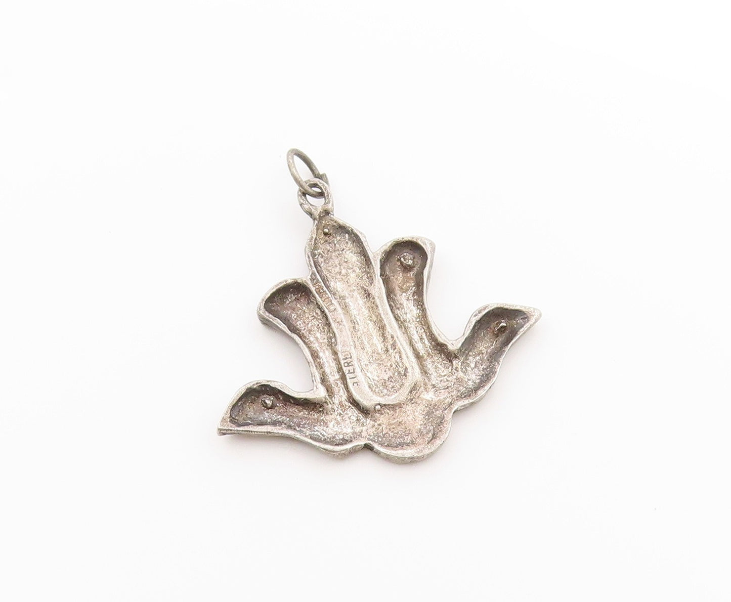 925 Sterling Silver Vintage Pendant Etched Blooming Lotus Floral Charm  PT25030