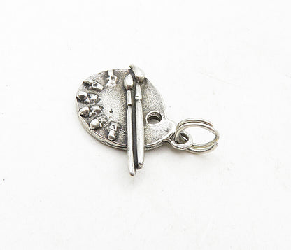925 Sterling Silver  Vintage Petite Dark Tone Painter's Palette Pendant PT6874
