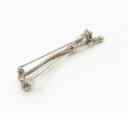 MEXICO 925 Sterling Silver  Vintage Shiny Golf Clubs & Ball Brooch Pin  BP6184