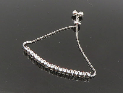 925 Silver  White Cubic Zirconia Adjustable Child Box Chain Bracelet  BT1057