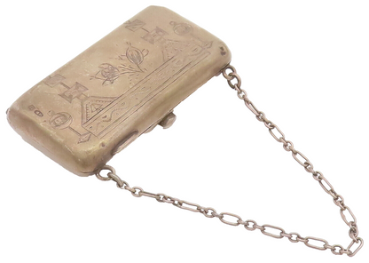 925 Sterling Silver Vintage Pill Box Large European Antique Etched Purse  TR3691