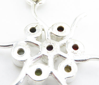 925 Silver  Topaz Peridot Amethyst Citrine & Tanzanite Floral Pendant  PT6022