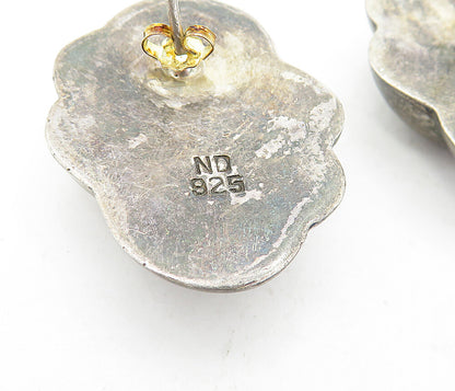 925 Sterling Silver  Vintage Oxidized Hollow Fluted Drop Earrings  EG2631