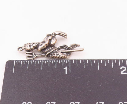 925 Sterling Silver  Vintage Aqua Man Motif With Trident Pendant  PT21687