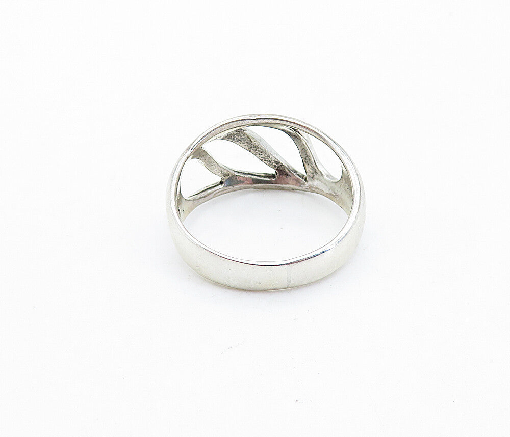 925 Sterling Silver  Vintage Shiny Open Design Dome Band Ring Sz 9  RG3709