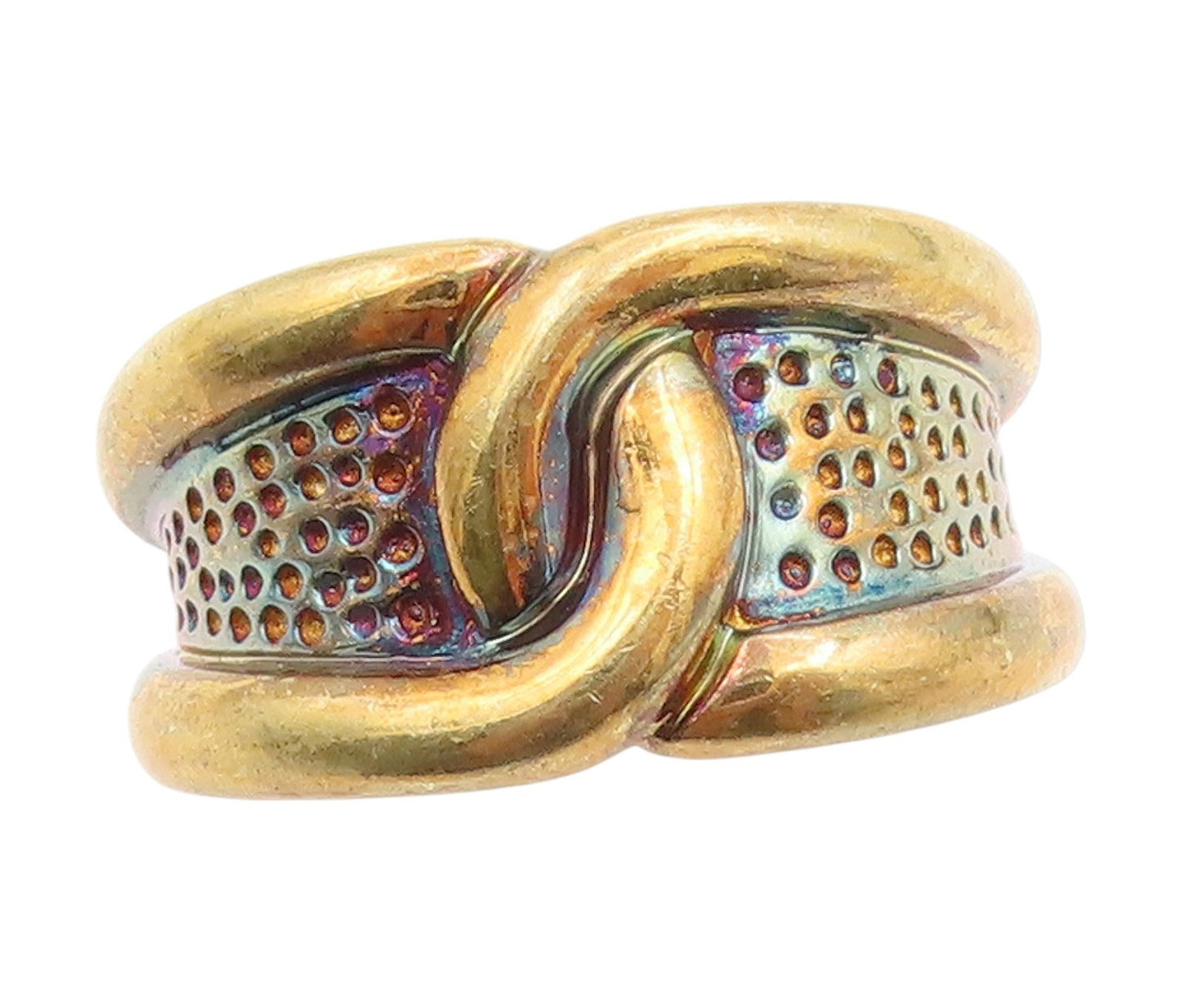 925 Sterling Silver Vintage Ring Gold Plated Intertwined Wide Band Sz 6 RG34116