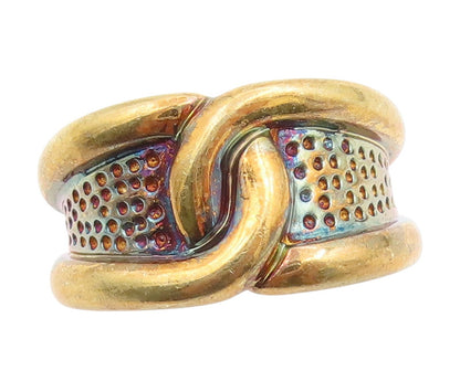 925 Sterling Silver Vintage Ring Gold Plated Intertwined Wide Band Sz 6 RG34116