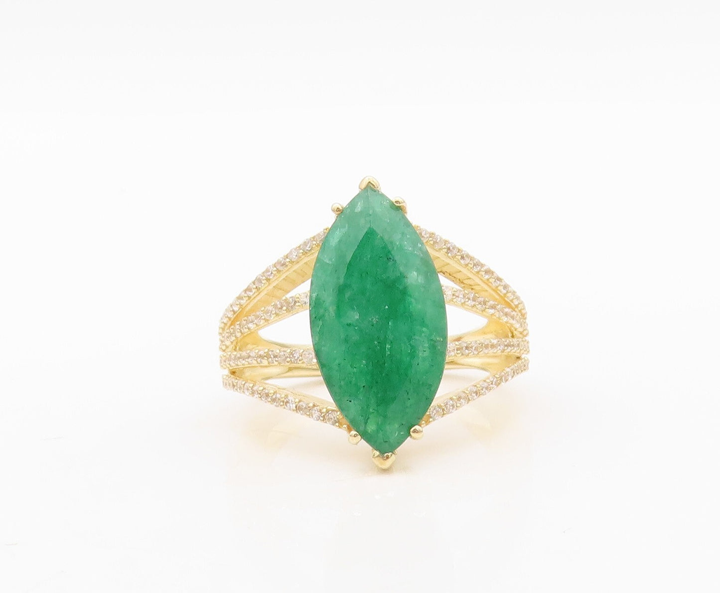 925 Sterling Silver Vintage Ring Gold Plated Designer Gemstone CZ Sz 6.5 RG30391