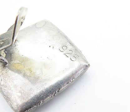 925 Sterling Silver  Vintage Basket Weave Square Non Pierce Earrings  EG2059