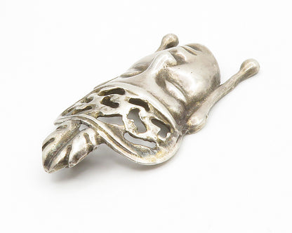 925 Sterling Silver  Vintage Antique Dark Tone Sculpted Face Pendant  PT10456