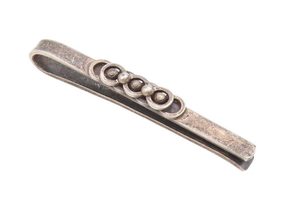 925 Sterling Silver Vintage Tie Clip DENMARK Dark Tone Engraved Clasp  TR3954