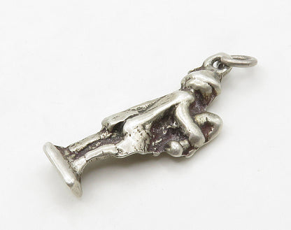 925 Sterling Silver  Vintage Petite Saxophone Player Drop Pendant  PT12635