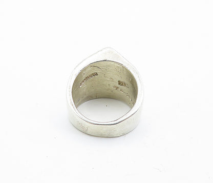 MEXICO 925 Silver  Vintage Shiny Etched Pointed Dome Band Ring Sz 7  RG6972