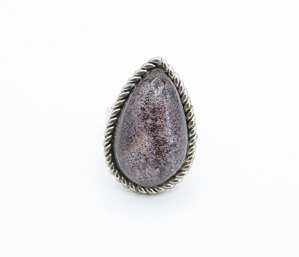 TAHARA 925 Silver  Vintage Glass Art Tear Drop Dome Cocktail Ring Sz 9  RG6658