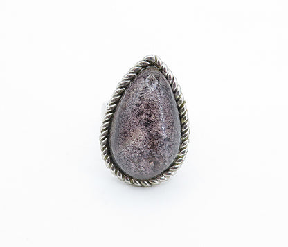 TAHARA 925 Silver  Vintage Glass Art Tear Drop Dome Cocktail Ring Sz 9  RG6658